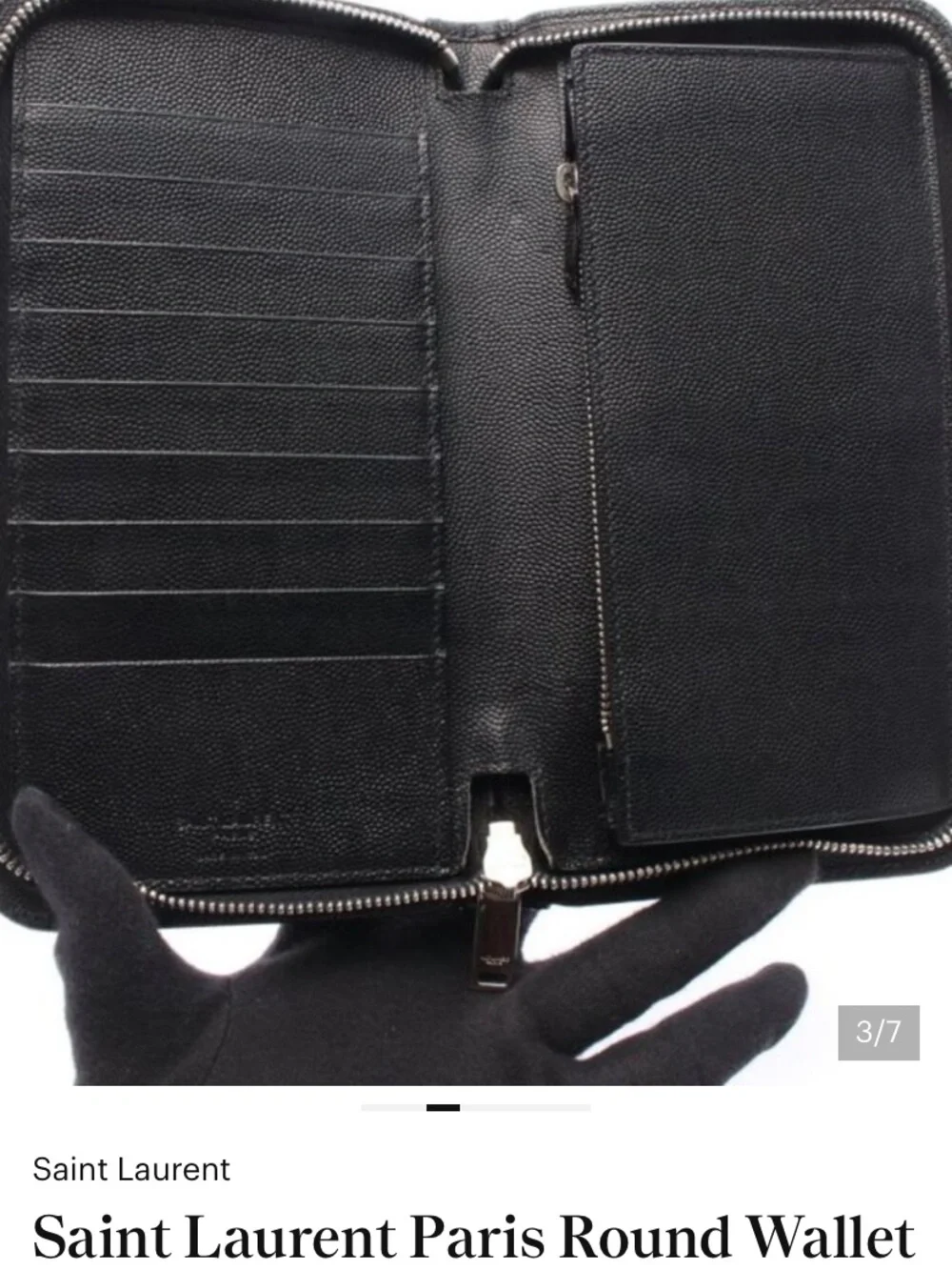 Saint Laurent Paris Black Leather unisex wallet - Picture 9 of 13